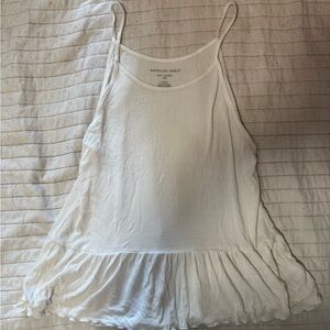 American Eagle Outfitters White Ruffle-Hem Cami Tank